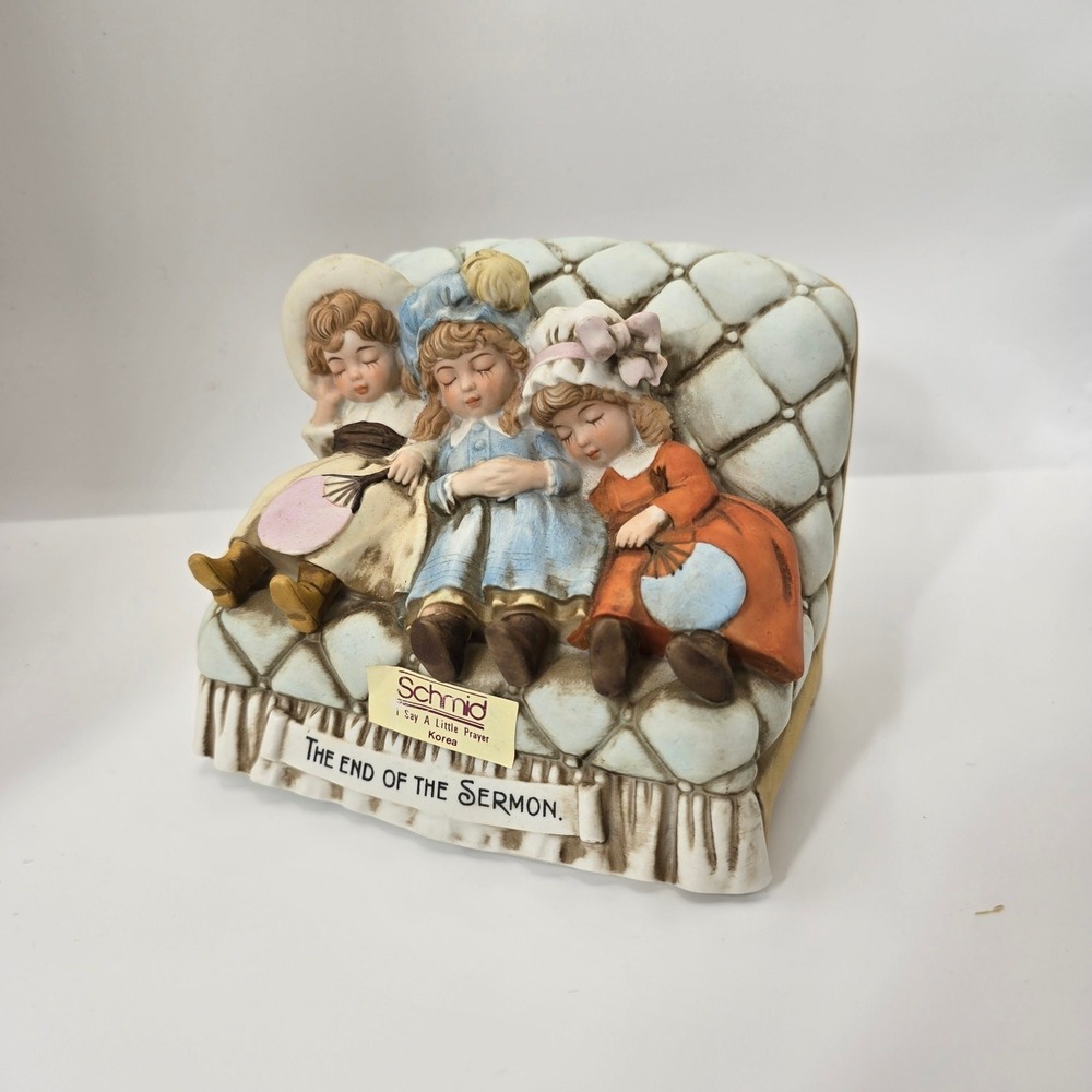 Vintage 1989 Schmid B. Shackman "The End of the Sermon" Porcelain Music Box